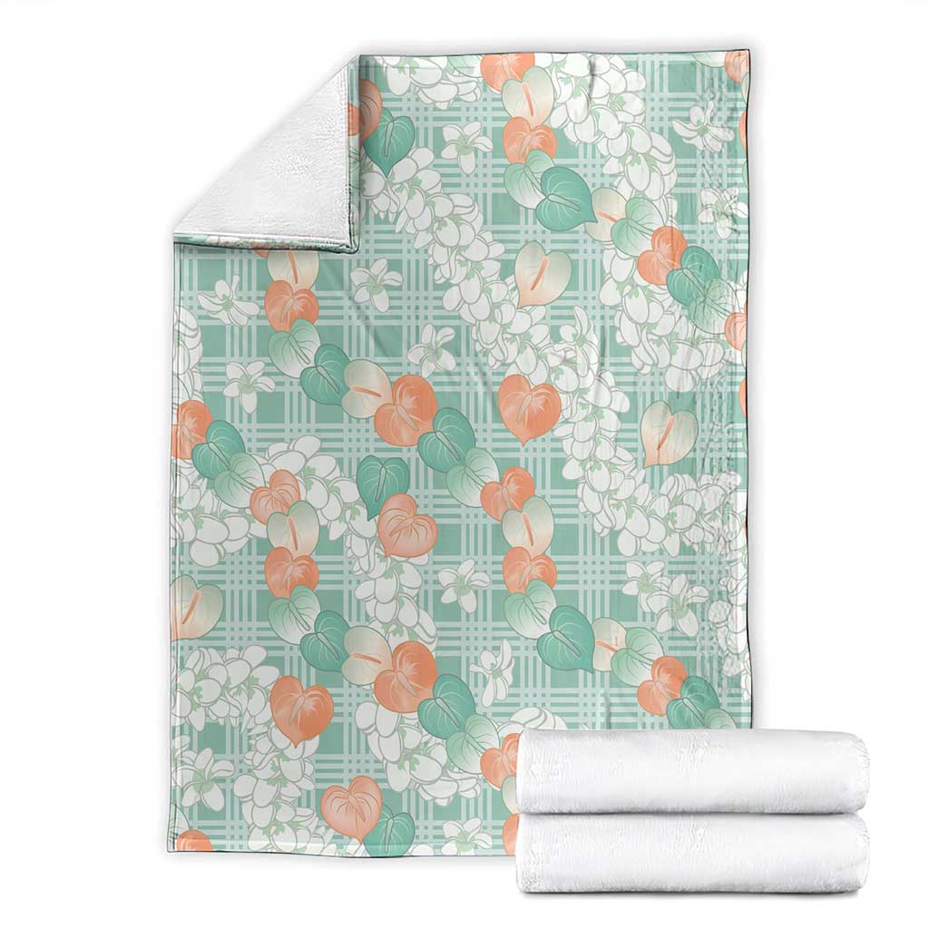 Anthurium Plumeria Lei Pastel Blanket Teal Hawaiian Splendid Palaka