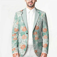 Anthurium Plumeria Lei Pastel Blazer Teal Hawaiian Splendid Palaka