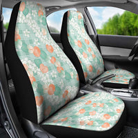 Anthurium Plumeria Lei Pastel Car Seat Cover Teal Hawaiian Splendid Palaka