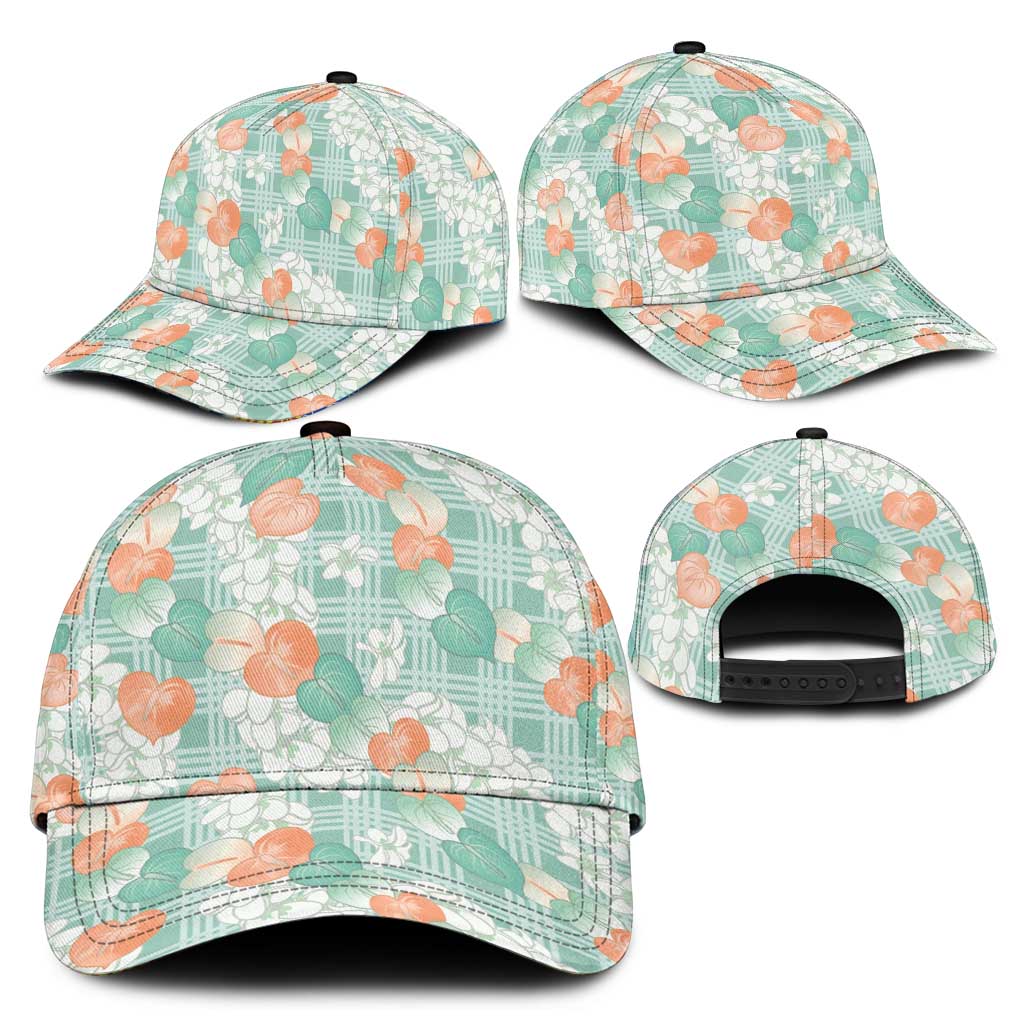 Anthurium Plumeria Lei Pastel Classic Cap Teal Hawaiian Splendid Palaka