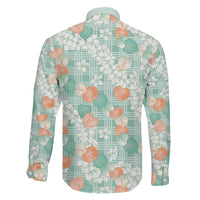 Anthurium Plumeria Lei Pastel Family Matching Off Shoulder Maxi Dress and Hawaiian Shirt Teal Hawaiian Splendid Palaka