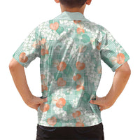 Anthurium Plumeria Lei Pastel Family Matching Off Shoulder Short Dress and Hawaiian Shirt Teal Hawaiian Splendid Palaka LT01 - Polynesian Pride