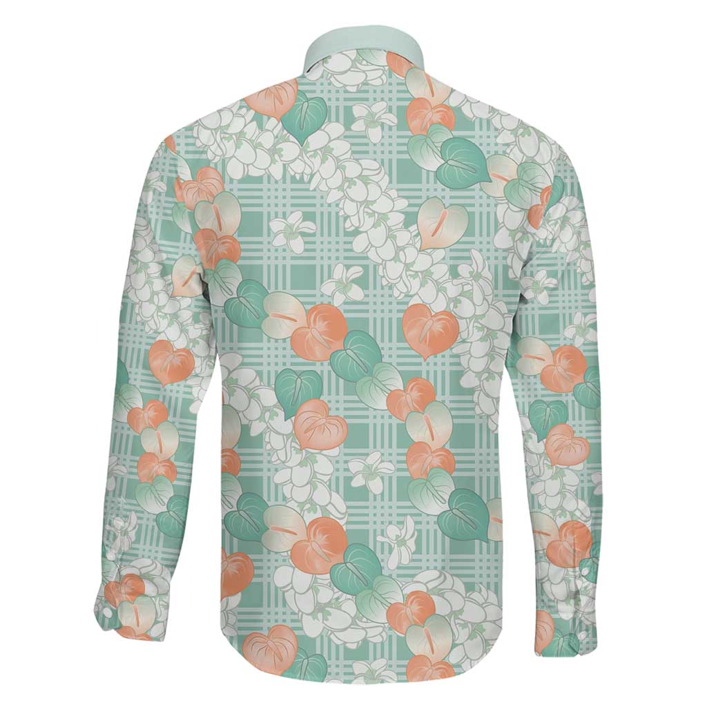 Anthurium Plumeria Lei Pastel Family Matching Short Sleeve Bodycon Dress and Hawaiian Shirt Teal Hawaiian Splendid Palaka LT01 - Polynesian Pride