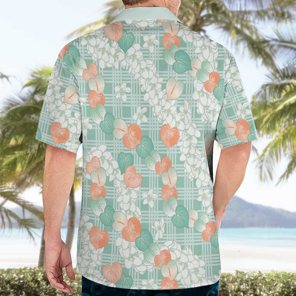 Anthurium Plumeria Lei Pastel Hawaiian Shirt Teal Hawaiian Splendid Palaka