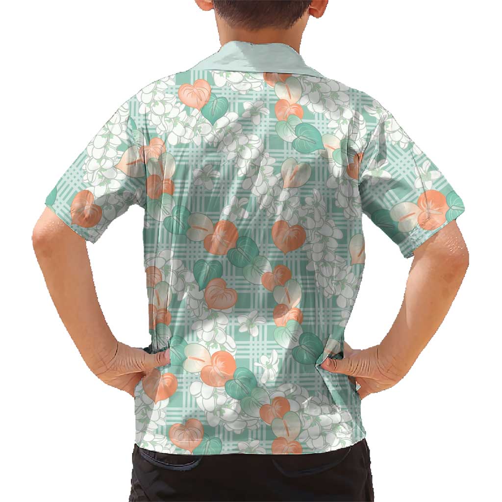 Anthurium Plumeria Lei Pastel Hawaiian Shirt Teal Hawaiian Splendid Palaka