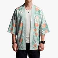 Anthurium Plumeria Lei Pastel Kimono Teal Hawaiian Splendid Palaka