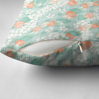 Anthurium Plumeria Lei Pastel Pillow Cover Teal Hawaiian Splendid Palaka