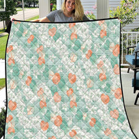 Anthurium Plumeria Lei Pastel Quilt Teal Hawaiian Splendid Palaka