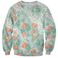 Anthurium Plumeria Lei Pastel Sweatshirt Teal Hawaiian Splendid Palaka