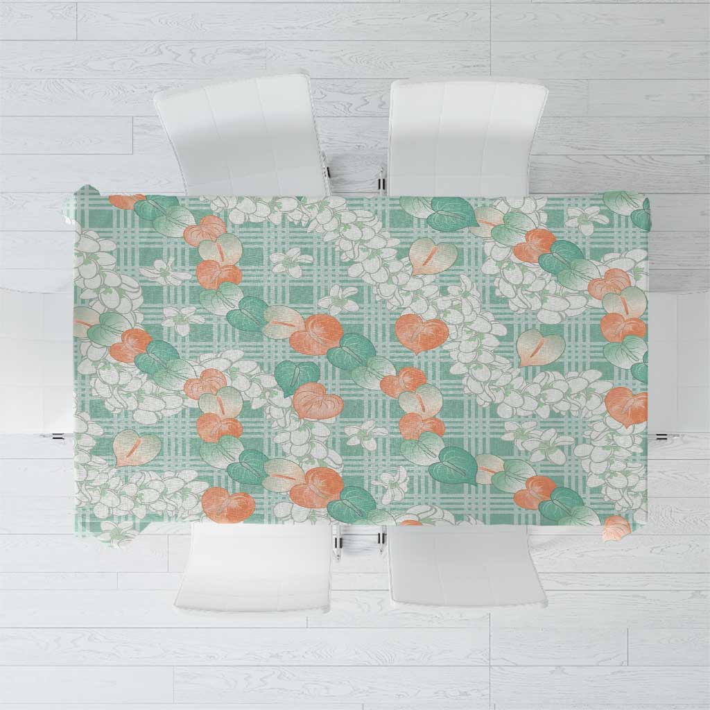 Anthurium Plumeria Lei Pastel Tablecloth Teal Hawaiian Splendid Palaka