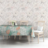 Anthurium Plumeria Lei Pastel Tablecloth Teal Hawaiian Splendid Palaka