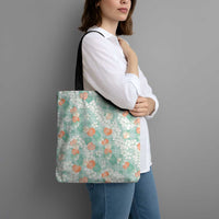 Anthurium Plumeria Lei Pastel Tote Bag Teal Hawaiian Splendid Palaka