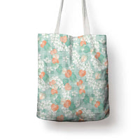 Anthurium Plumeria Lei Pastel Tote Bag Teal Hawaiian Splendid Palaka