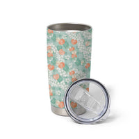 Anthurium Plumeria Lei Pastel Tumbler Cup Teal Hawaiian Splendid Palaka LT01 - Polynesian Pride