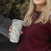 Anthurium Plumeria Lei Pastel Tumbler Cup Teal Hawaiian Splendid Palaka LT01 - Polynesian Pride
