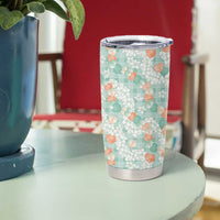 Anthurium Plumeria Lei Pastel Tumbler Cup Teal Hawaiian Splendid Palaka LT01 - Polynesian Pride