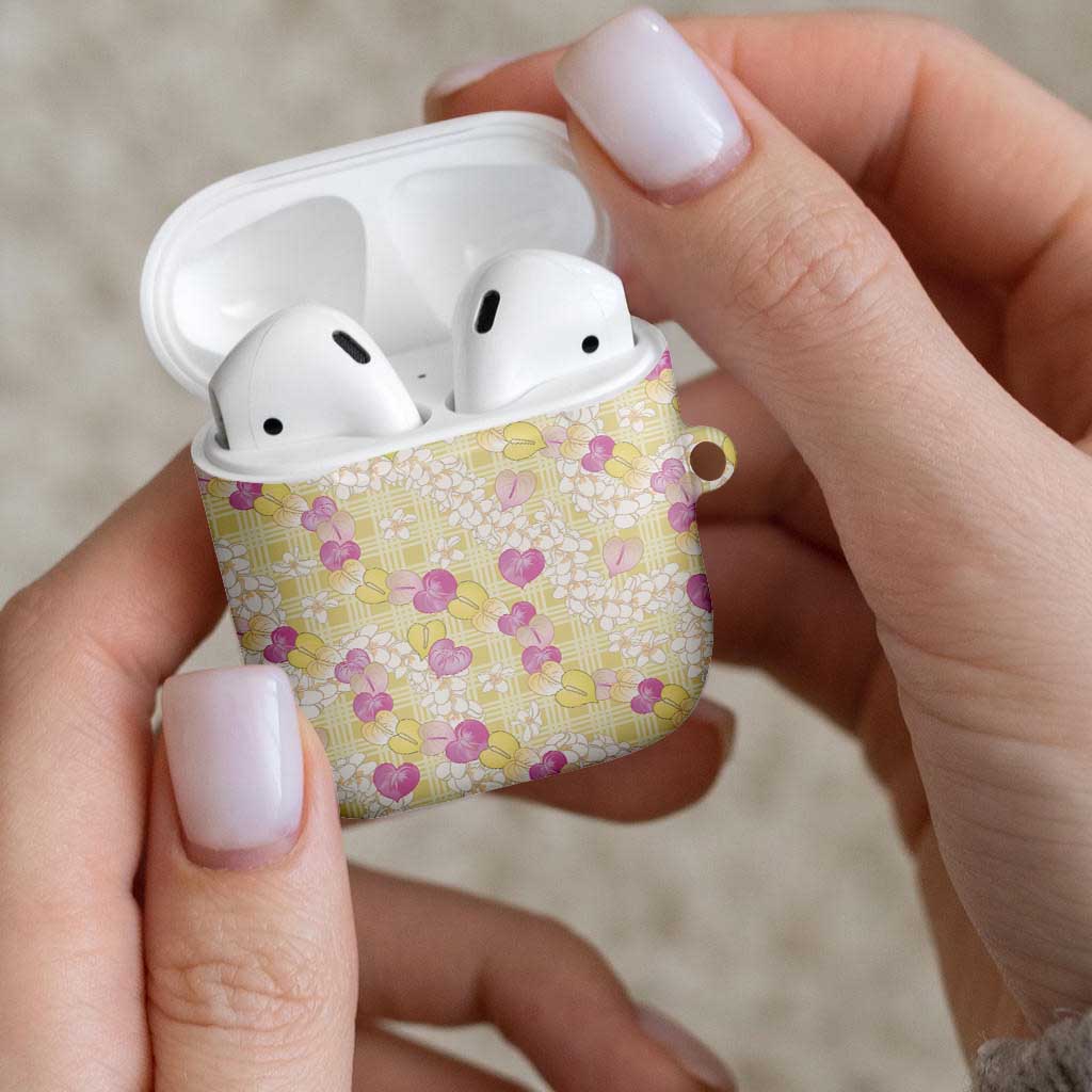 Anthurium Plumeria Lei Pastel AirPods Case Yellow Hawaiian Splendid Palaka