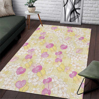 Anthurium Plumeria Lei Pastel Area Rug Yellow Hawaiian Splendid Palaka