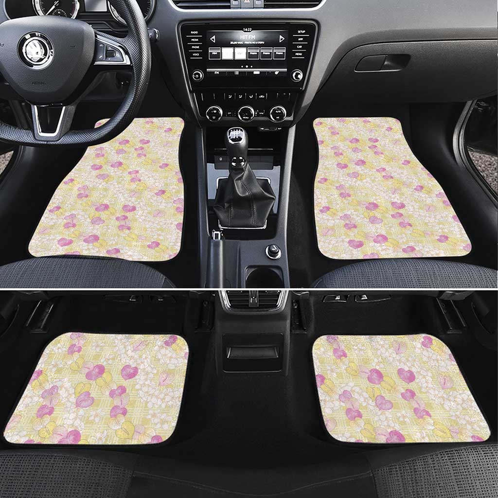 Anthurium Plumeria Lei Pastel Car Mats Yellow Hawaiian Splendid Palaka