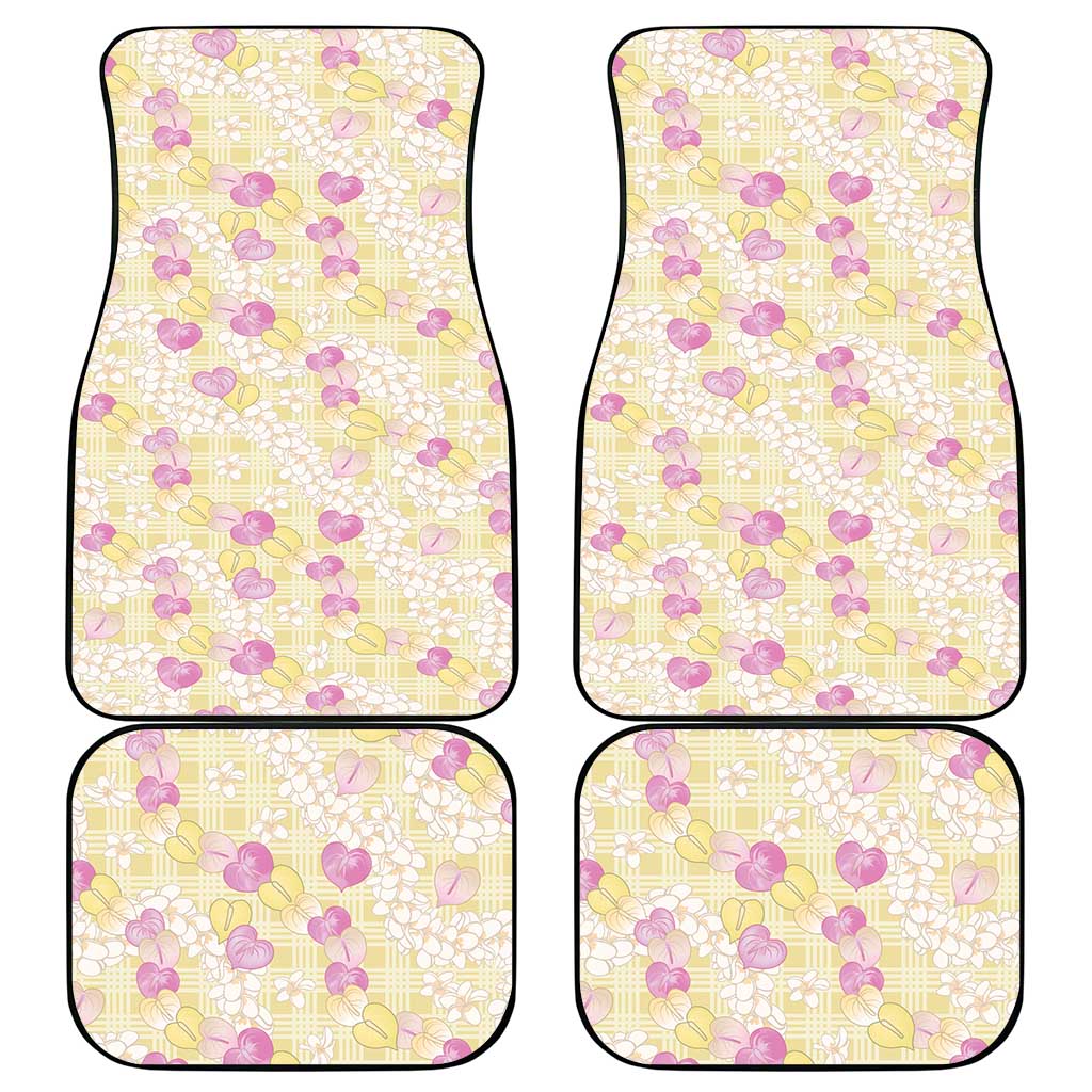 Anthurium Plumeria Lei Pastel Car Mats Yellow Hawaiian Splendid Palaka