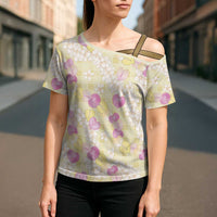 Anthurium Plumeria Lei Pastel Cross Shoulder Shirt Yellow Hawaiian Splendid Palaka