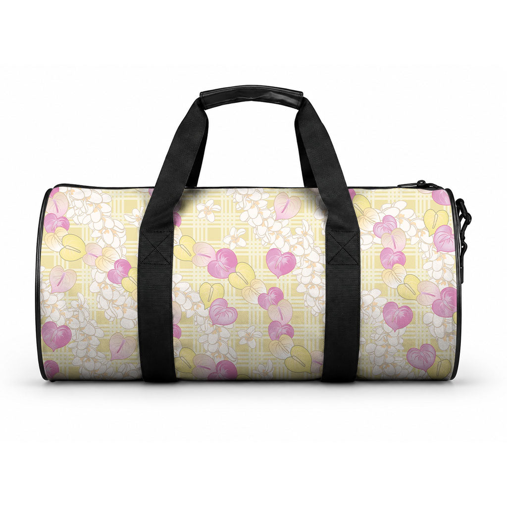 Anthurium Plumeria Lei Pastel Duffle Bag Yellow Hawaiian Splendid Palaka LT01 One size Yellow - Polynesian Pride