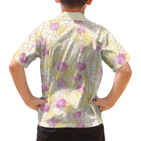 Anthurium Plumeria Lei Pastel Family Matching Long Sleeve Bodycon Dress and Hawaiian Shirt Yellow Hawaiian Splendid Palaka LT01 - Polynesian Pride