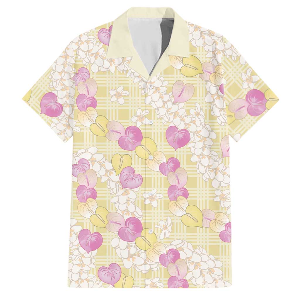 Anthurium Plumeria Lei Pastel Family Matching Long Sleeve Bodycon Dress and Hawaiian Shirt Yellow Hawaiian Splendid Palaka LT01 Dad's Shirt - Short Sleeve Yellow - Polynesian Pride
