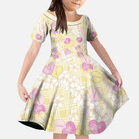Anthurium Plumeria Lei Pastel Family Matching Mermaid Dress and Hawaiian Shirt Yellow Hawaiian Splendid Palaka LT01 Daughter's Dress Yellow - Polynesian Pride