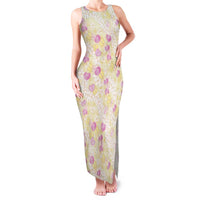 Anthurium Plumeria Lei Pastel Family Matching Tank Maxi Dress and Hawaiian Shirt Yellow Hawaiian Splendid Palaka LT01 Mom's Dress Yellow - Polynesian Pride