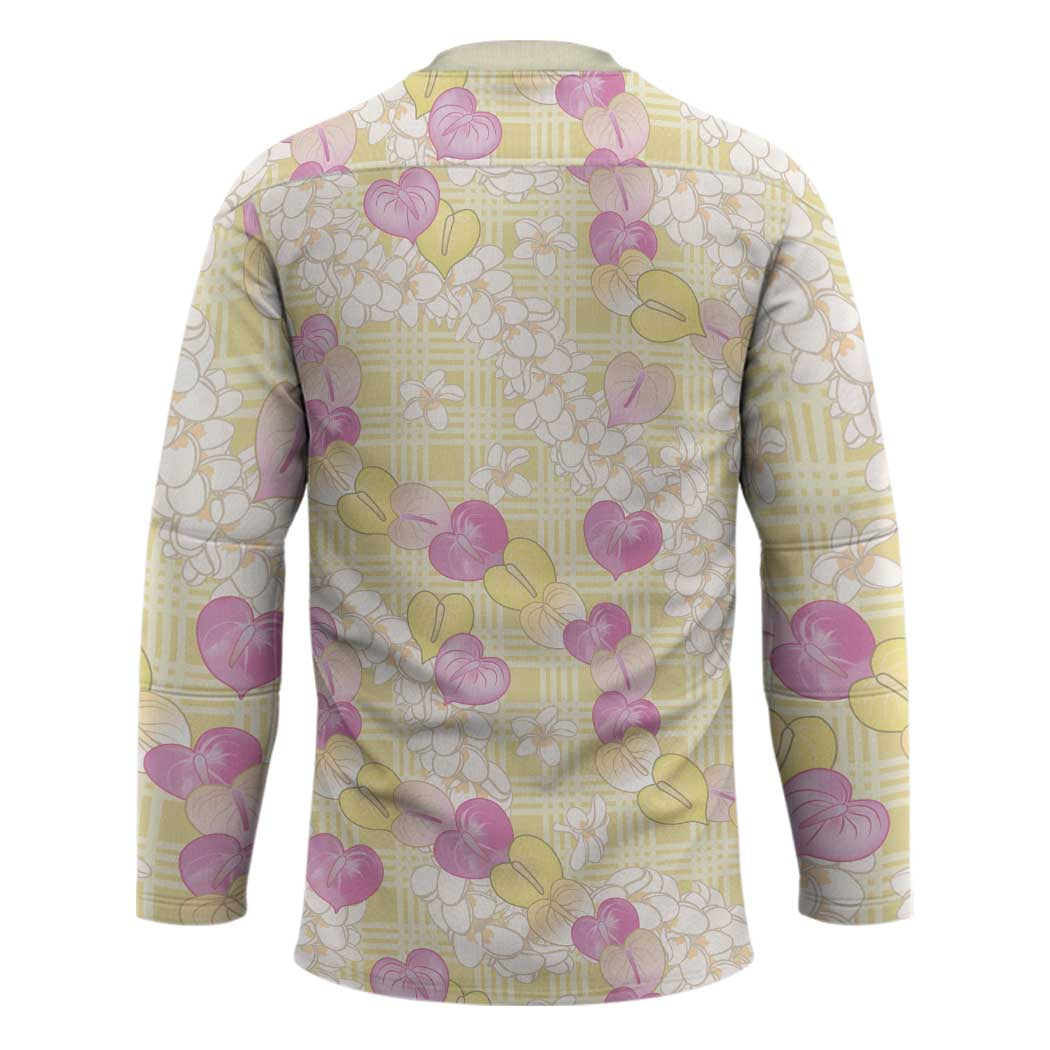 Anthurium Plumeria Lei Pastel Hockey Jersey Yellow Hawaiian Splendid Palaka