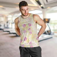 Anthurium Plumeria Lei Pastel Men Tank Top Yellow Hawaiian Splendid Palaka LT01 Yellow - Polynesian Pride