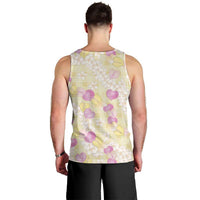 Anthurium Plumeria Lei Pastel Men Tank Top Yellow Hawaiian Splendid Palaka LT01 - Polynesian Pride
