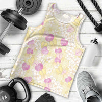 Anthurium Plumeria Lei Pastel Men Tank Top Yellow Hawaiian Splendid Palaka LT01 - Polynesian Pride