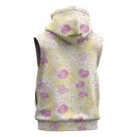 Anthurium Plumeria Lei Pastel Sleeveless Hoodie Yellow Hawaiian Splendid Palaka