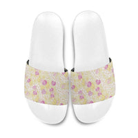 Anthurium Plumeria Lei Pastel Slide Sandals Yellow Hawaiian Splendid Palaka