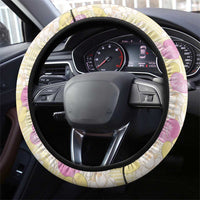 Anthurium Plumeria Lei Pastel Steering Wheel Cover Yellow Hawaiian Splendid Palaka
