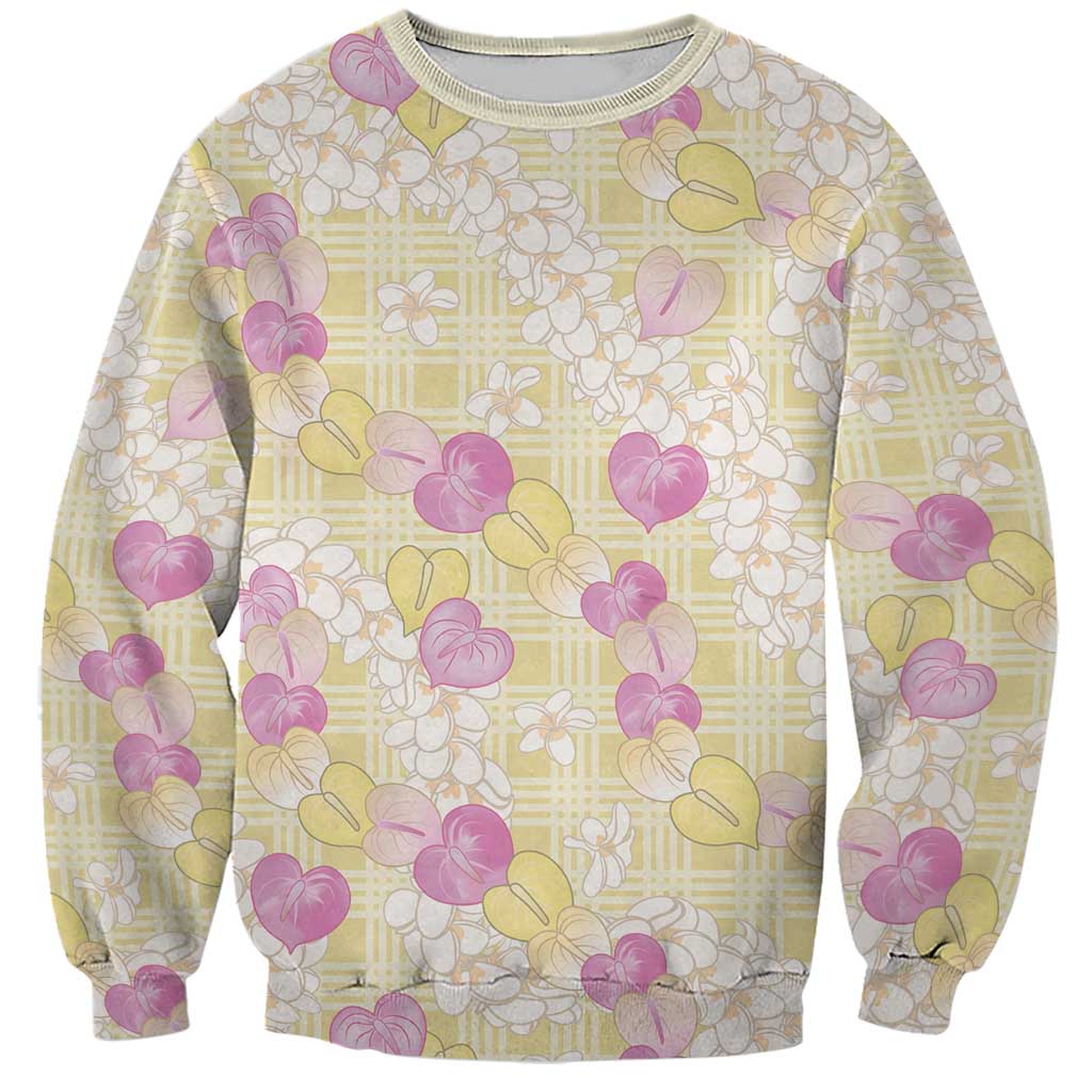 Anthurium Plumeria Lei Pastel Sweatshirt Yellow Hawaiian Splendid Palaka