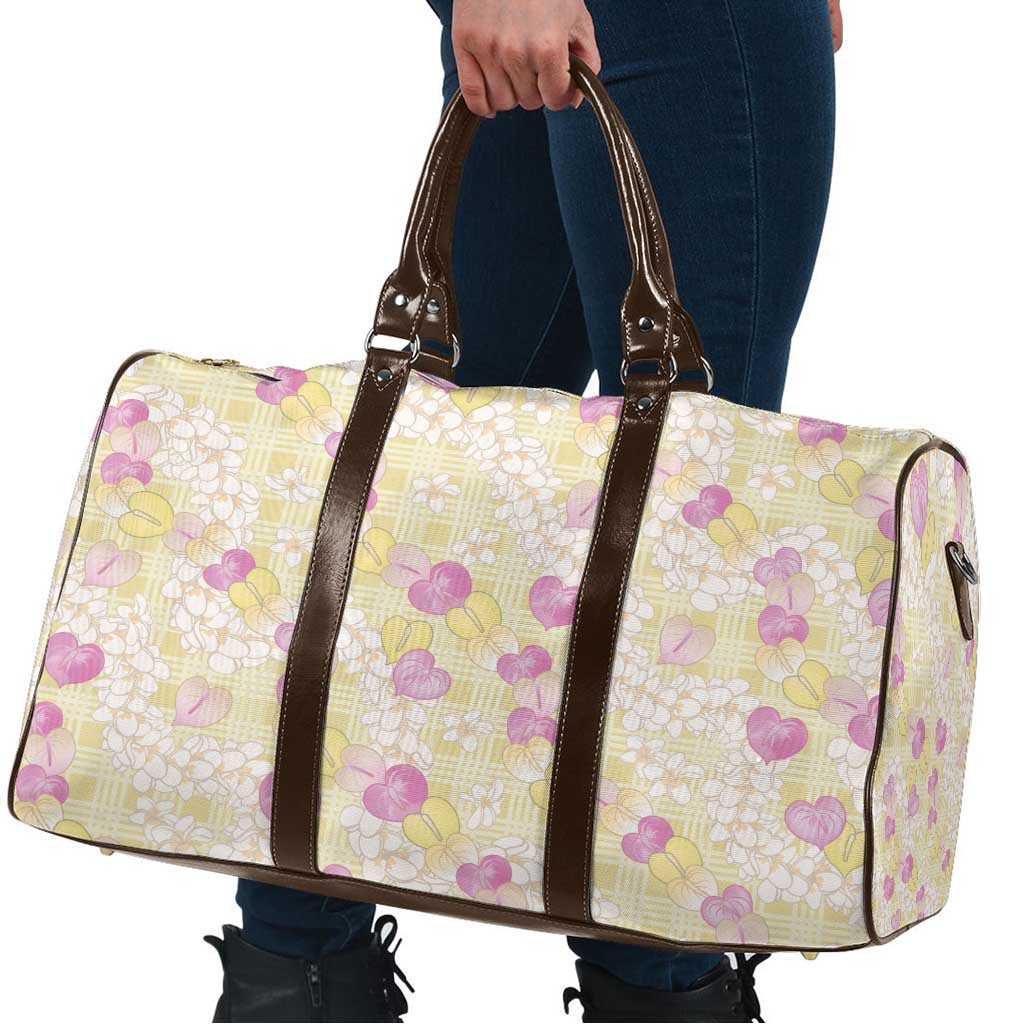 Anthurium Plumeria Lei Pastel Travel Bag Yellow Hawaiian Splendid Palaka LT01 - Polynesian Pride