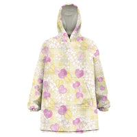 Anthurium Plumeria Lei Pastel Wearable Blanket Hoodie Yellow Hawaiian Splendid Palaka LT01 One Size Yellow - Polynesian Pride