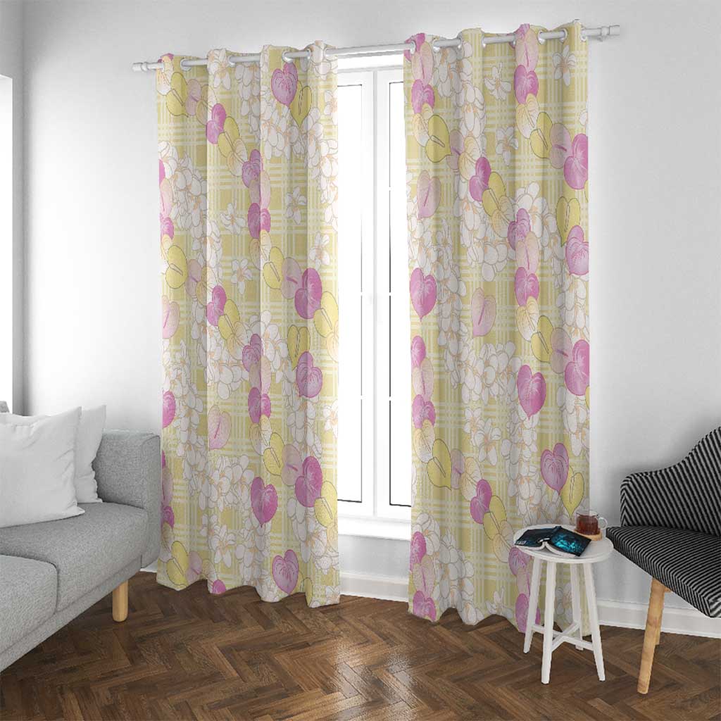 Anthurium Plumeria Lei Pastel Window Curtain Yellow Hawaiian Splendid Palaka