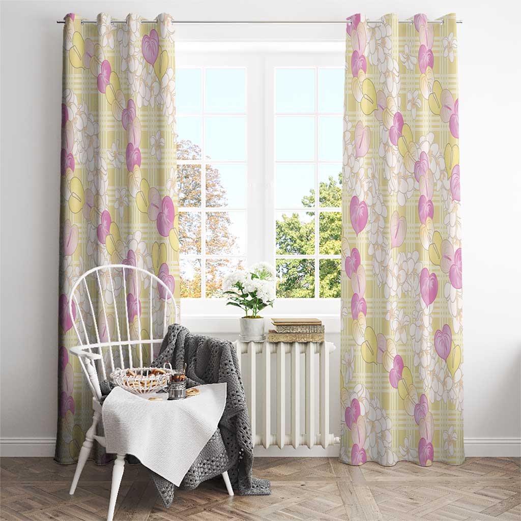 Anthurium Plumeria Lei Pastel Window Curtain Yellow Hawaiian Splendid Palaka