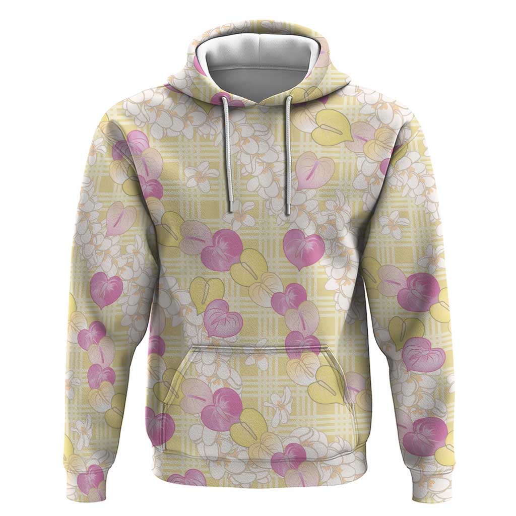 Anthurium Plumeria Lei Pastel Zip Hoodie Yellow Hawaiian Splendid Palaka