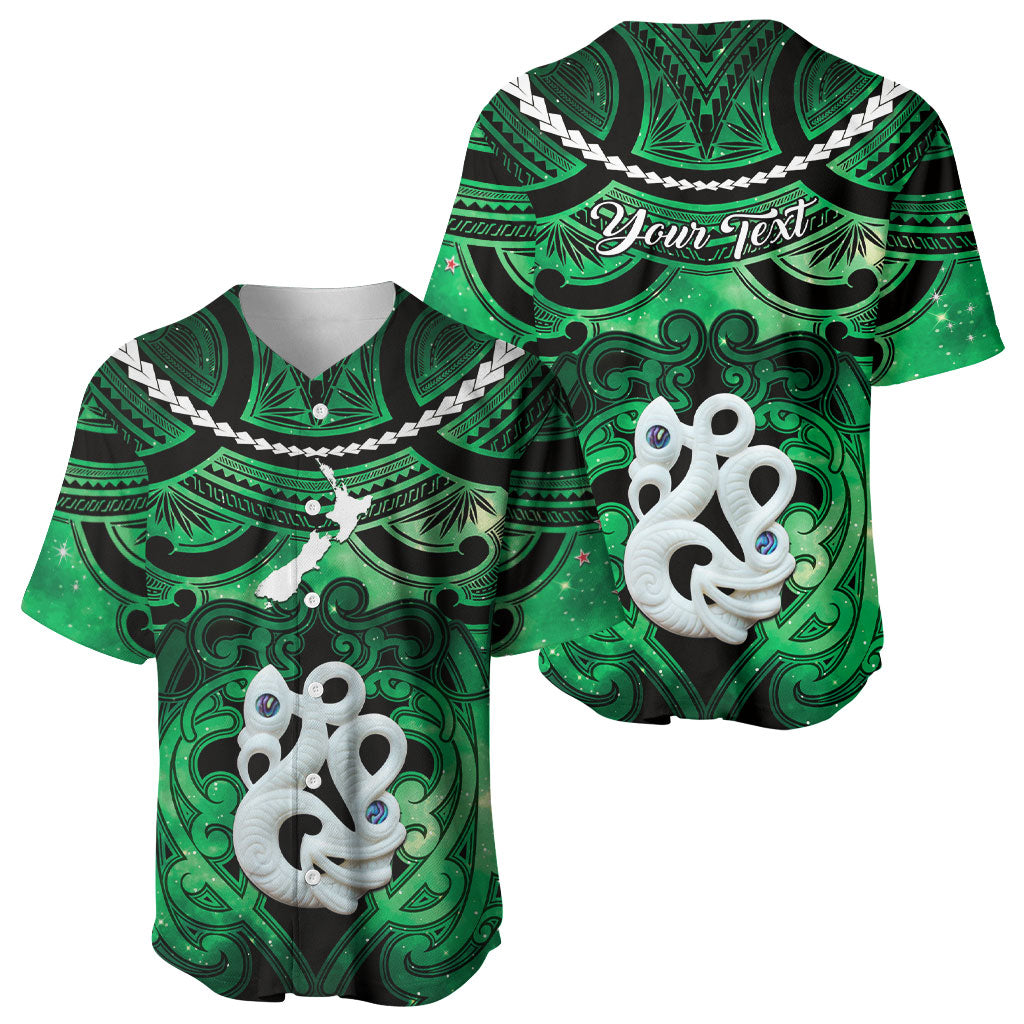 Personalised Maori Matariki Manaia Kakariki Baseball Jersey Maori Kowhaiwhai Pattern Galaxy