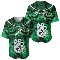 Personalised Maori Matariki Manaia Kakariki Baseball Jersey Maori Kowhaiwhai Pattern Galaxy