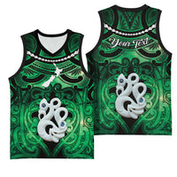Personalised Maori Matariki Manaia Kakariki Basketball Jersey Maori Kowhaiwhai Pattern Galaxy