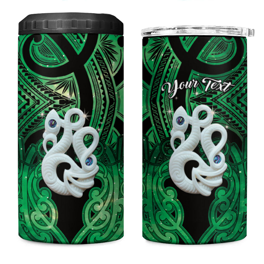 Personalised Maori Matariki Manaia Kakariki 4 in 1 Can Cooler Tumbler Maori Kowhaiwhai Pattern Galaxy LT01 One Size: 16 oz Green - Polynesian Pride