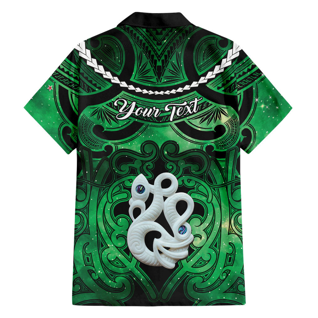 Personalised Maori Matariki Manaia Kakariki Family Matching Off Shoulder Short Dress and Hawaiian Shirt Maori Kowhaiwhai Pattern Galaxy