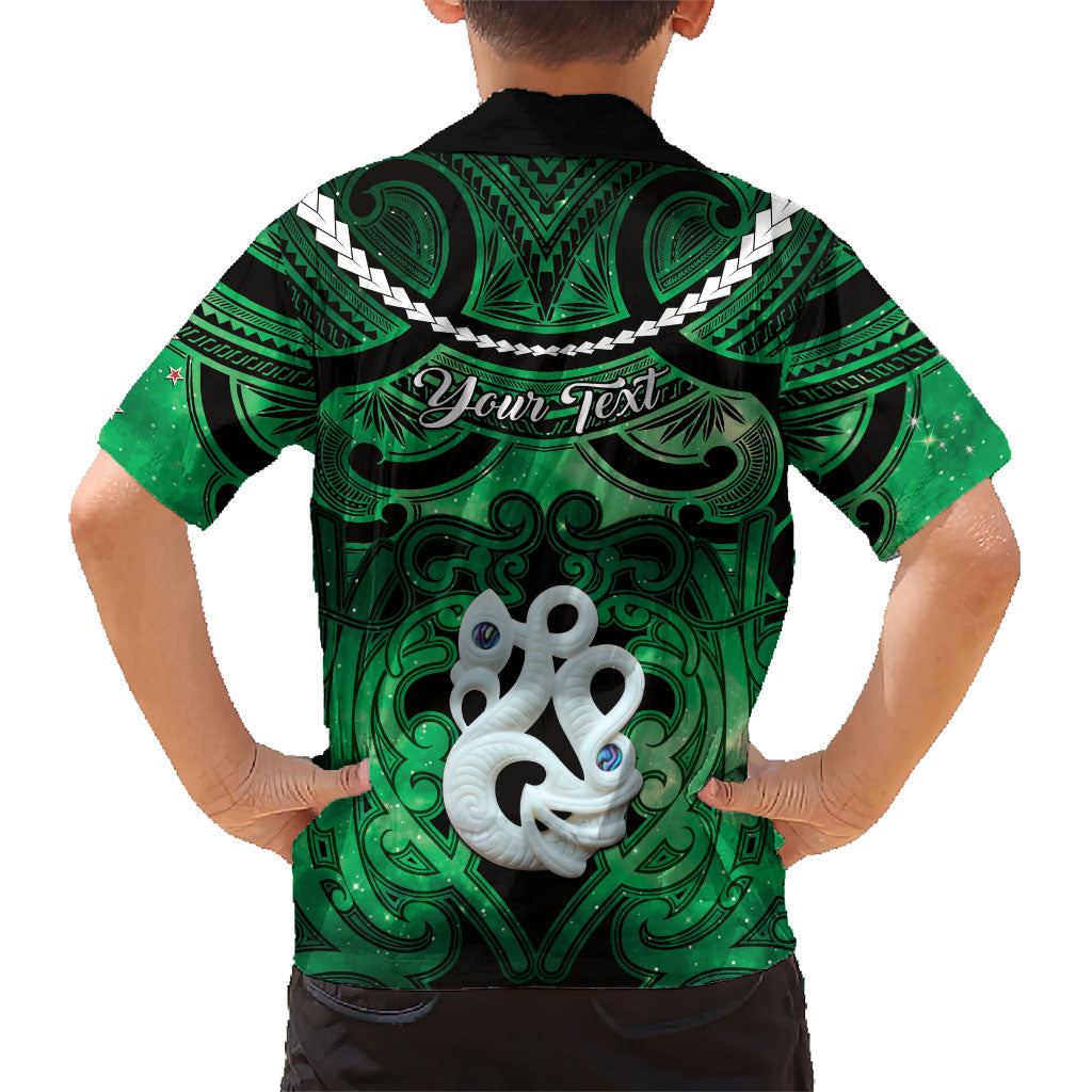 Personalised Maori Matariki Manaia Kakariki Family Matching Puletasi and Hawaiian Shirt Maori Kowhaiwhai Pattern Galaxy