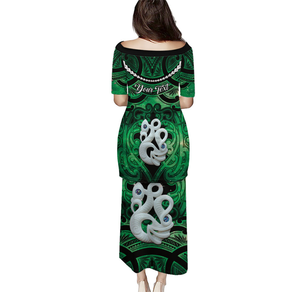 Personalised Maori Matariki Manaia Kakariki Family Matching Puletasi and Hawaiian Shirt Maori Kowhaiwhai Pattern Galaxy